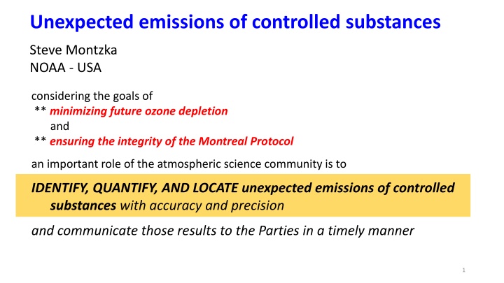 Monitoring Unexpected Emissions of Controlled Substances for Ozone Protection