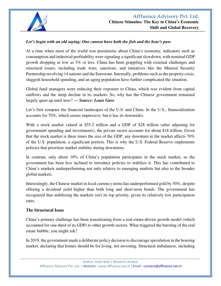 affluence advisory pvt ltd n.w