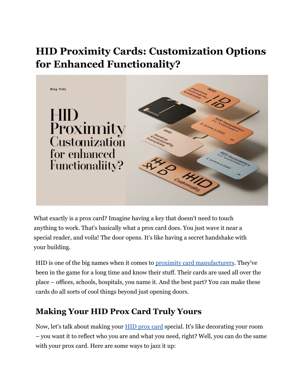 hid proximity cards customization options l.w