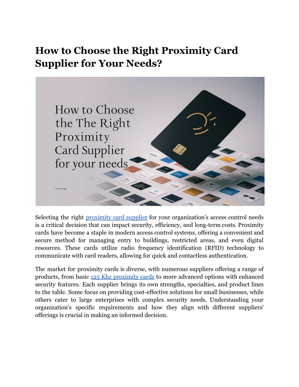 how to choose the right proximity card supplier l.w