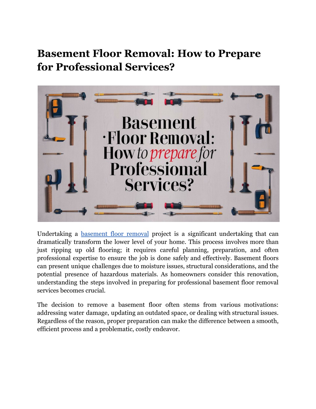 basement floor removal how to prepare l.w