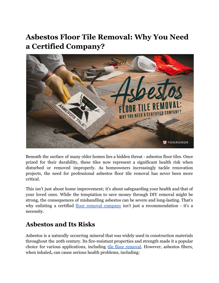 asbestos floor tile removal why you need n.w