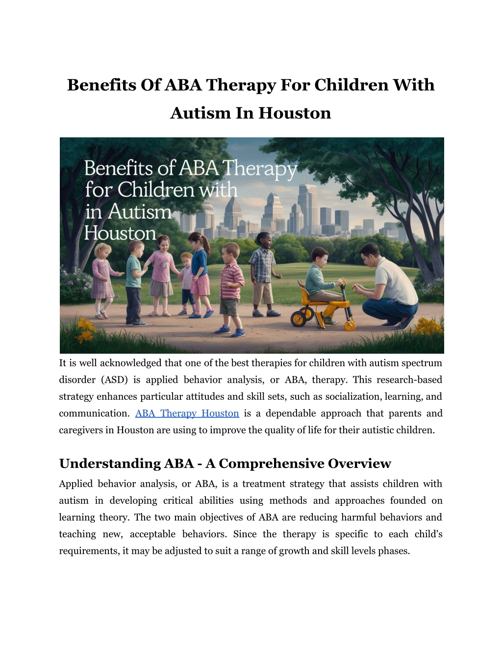 benefits of aba therapy for children with l.w