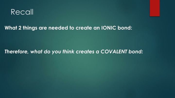 Covalent Bonds and Nomenclature
