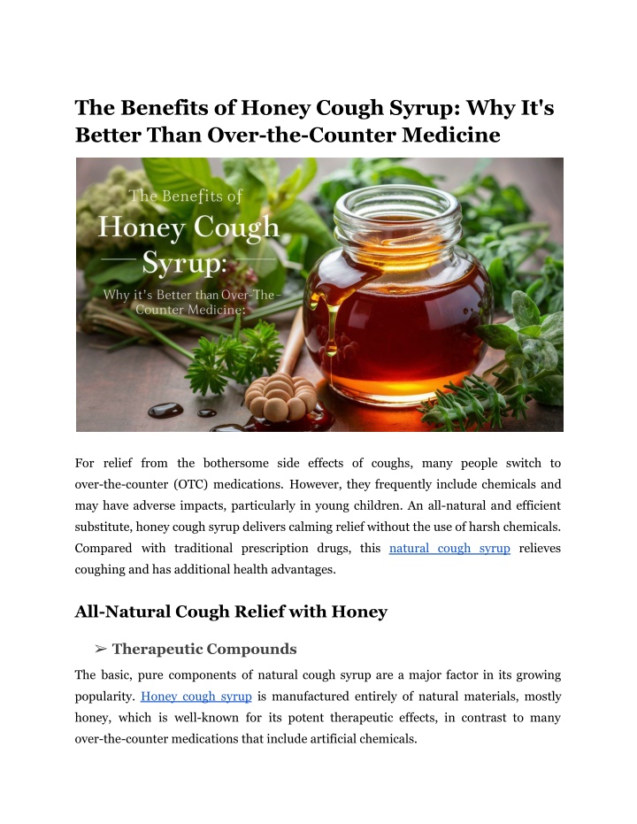 the benefits of honey cough syrup why it s better n.w