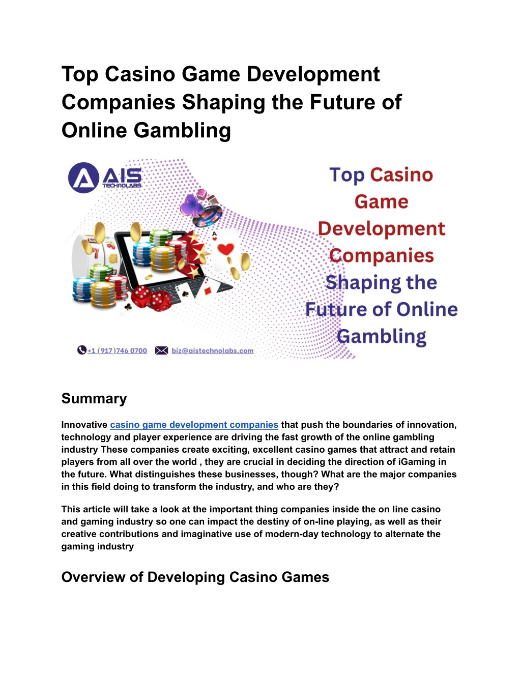 top casino game development companies shaping l.w