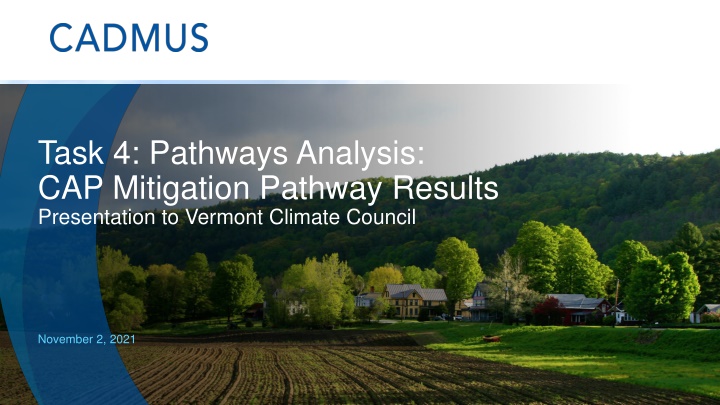 Vermont Climate Council CAP Mitigation Pathway Analysis Results Presentation