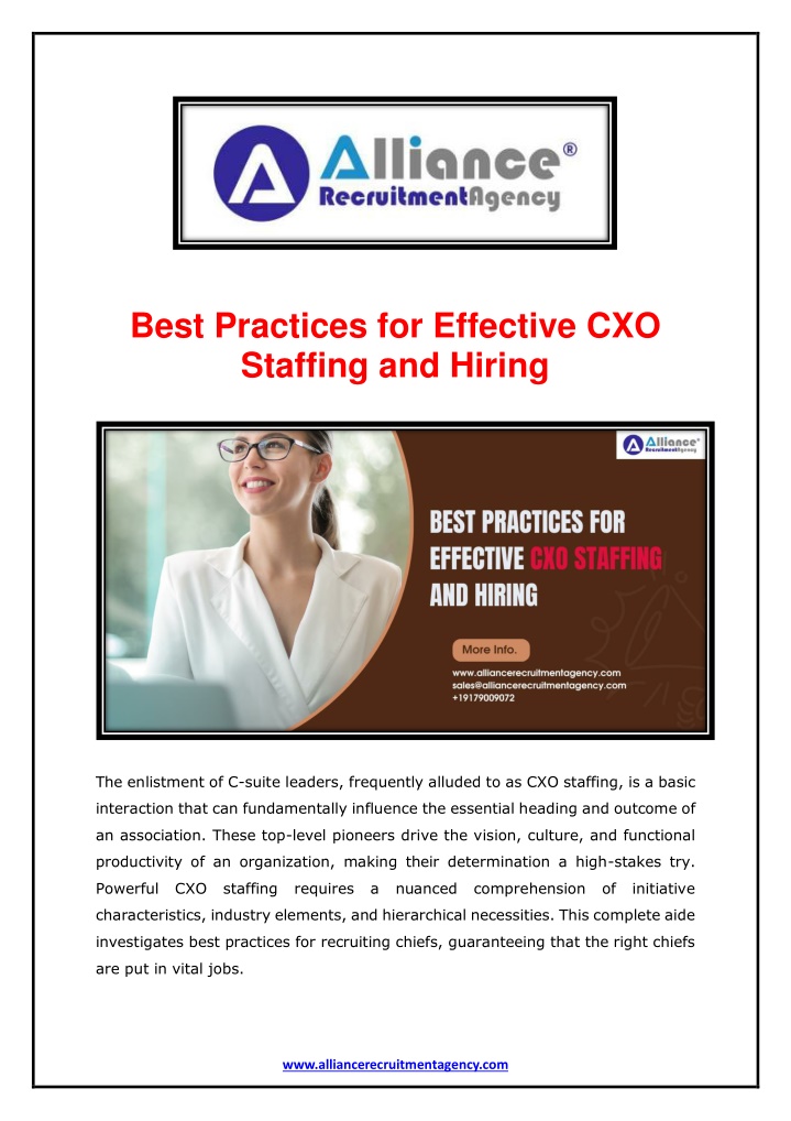 best practices for effective cxo staffing n.w