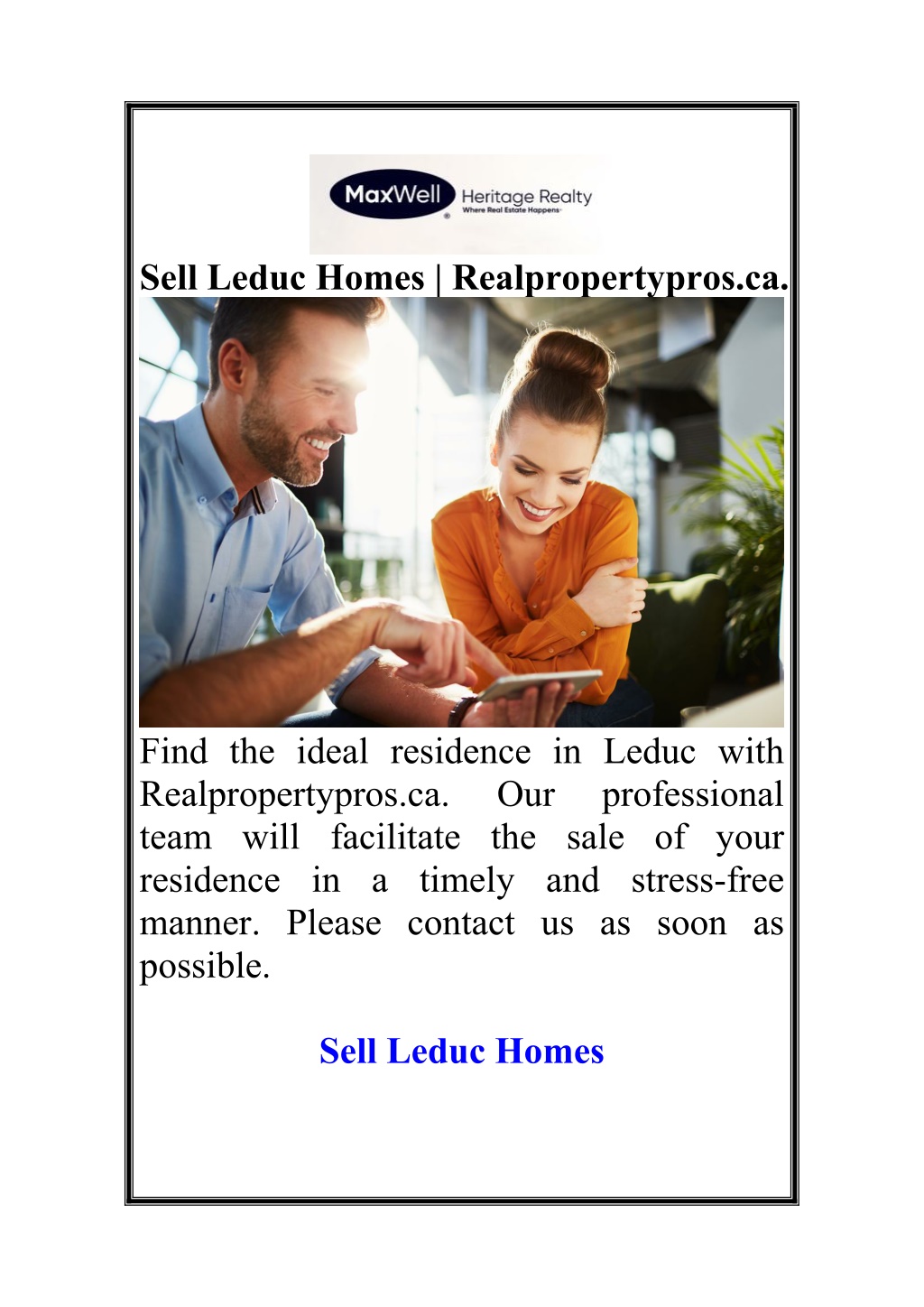 sell leduc homes realpropertypros ca l.w