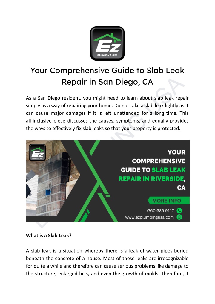 your comprehensive guide to slab leak repair n.w