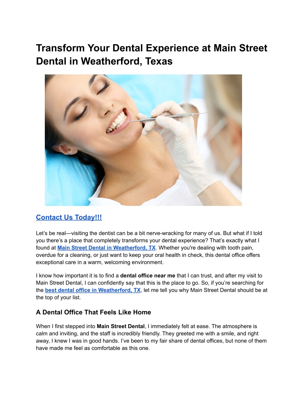 transform your dental experience at main street l.w