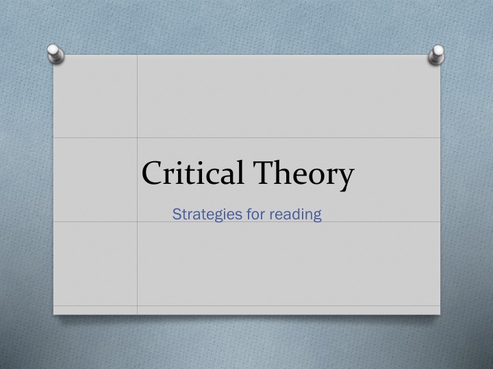 Critical Theory Strategies in Literary Analysis