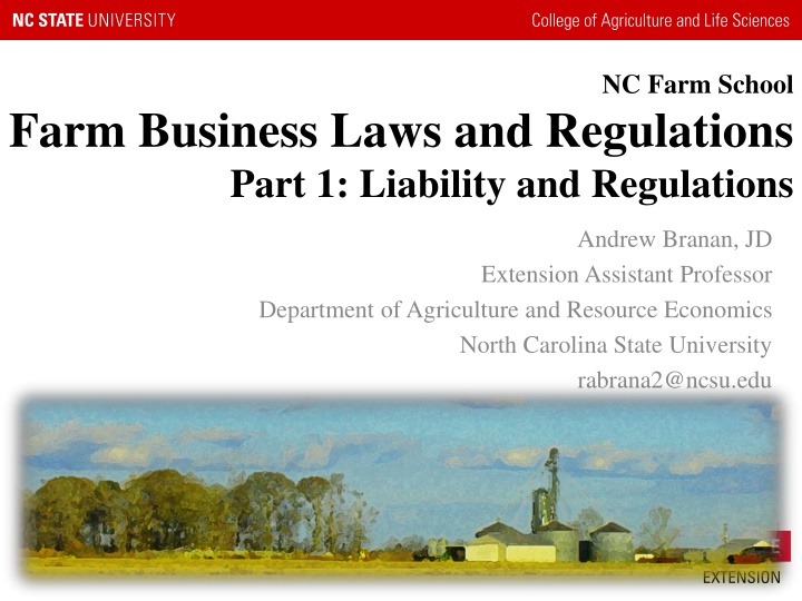 Liability and Regulations in Agriculture