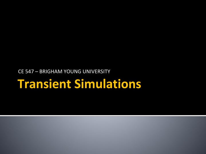 Transient Simulations in MODFLOW