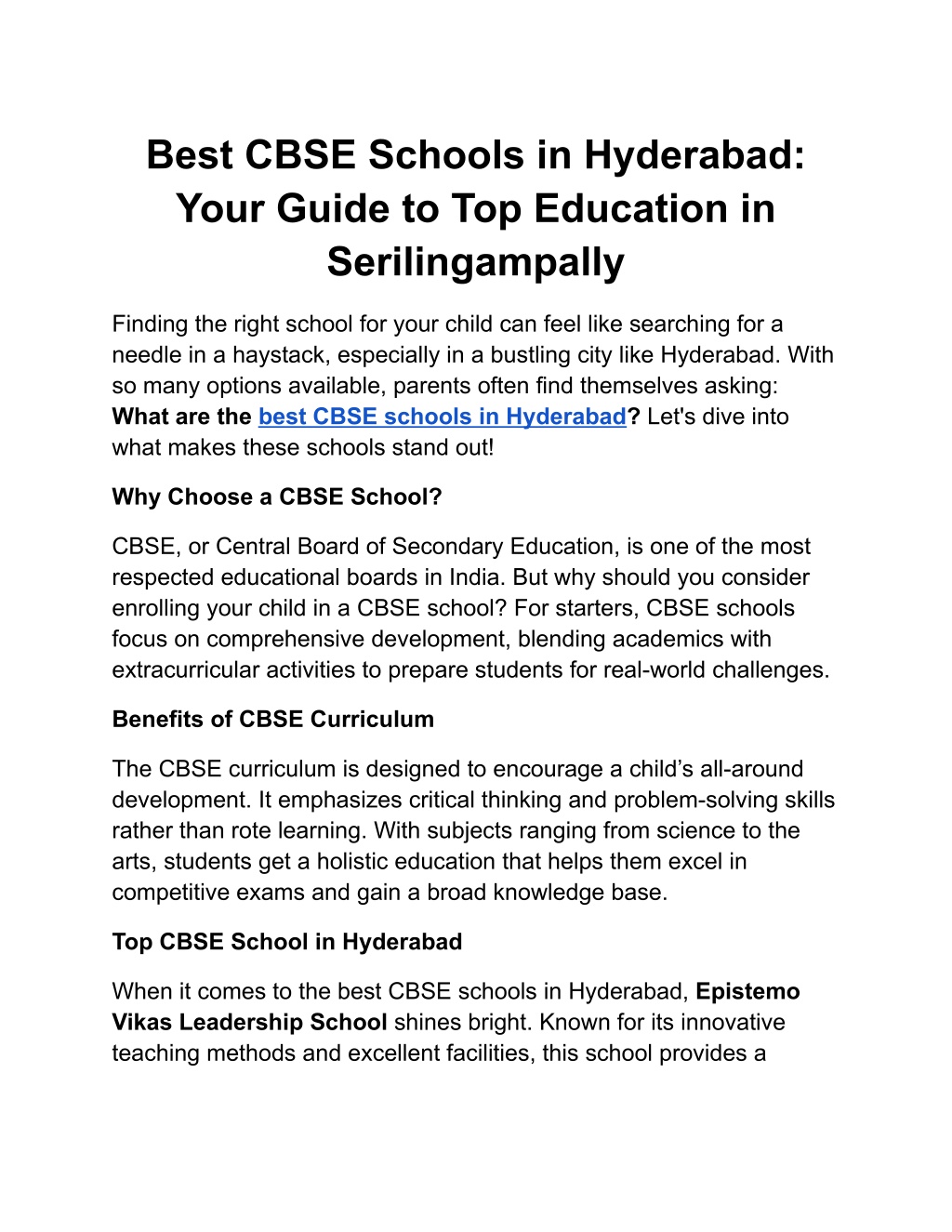 best cbse schools in hyderabad your guide l.w