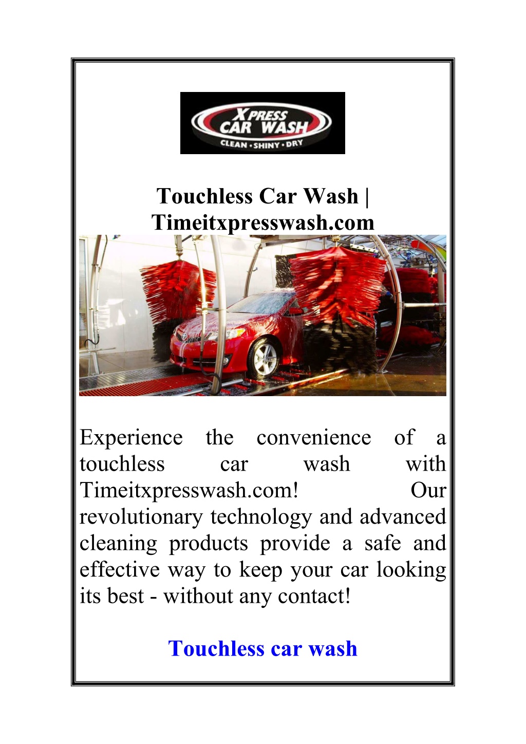 touchless car wash timeitxpresswash com l.w