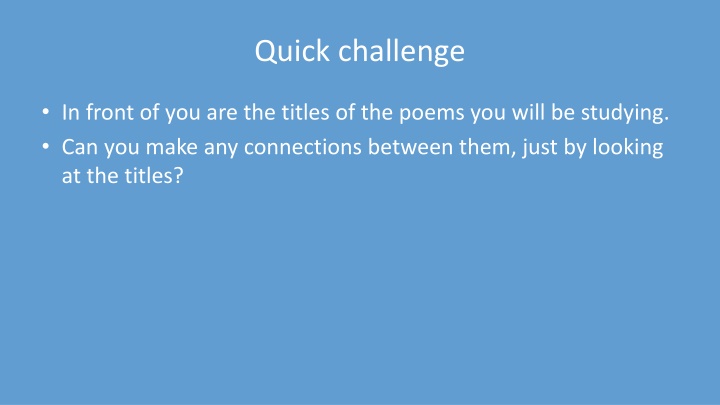 Poetry: Making Connections Through Titles