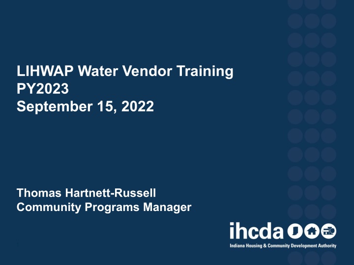 LIHWAP Water Vendor Training Program Overview