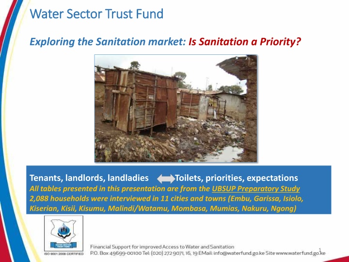 Sanitation Priorities and Investments: Insights from UBSUP Preparatory Study
