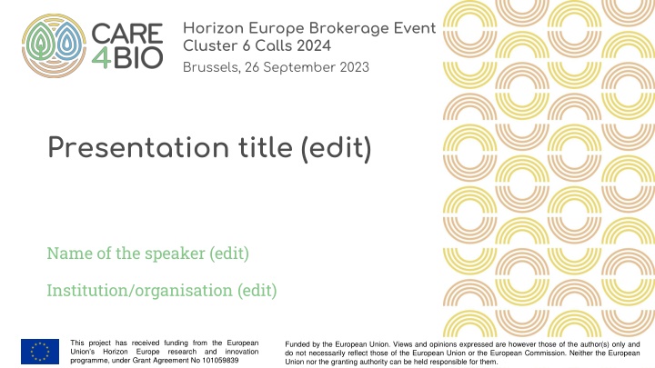 Horizon Europe Brokerage Event Cluster 6 Calls 2024 - Brussels Presentation