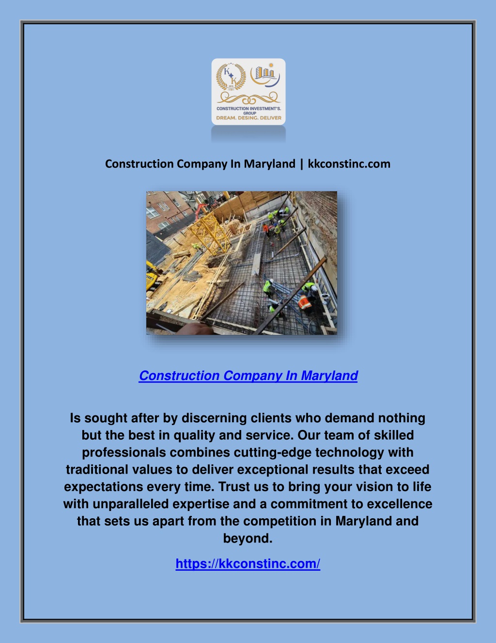 construction company in maryland kkconstinc com l.w