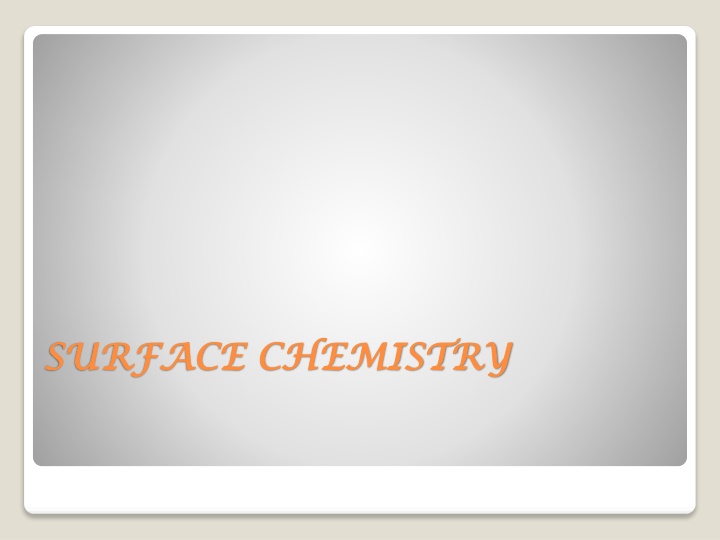 Surface Chemistry and Adsorption Phenomenon
