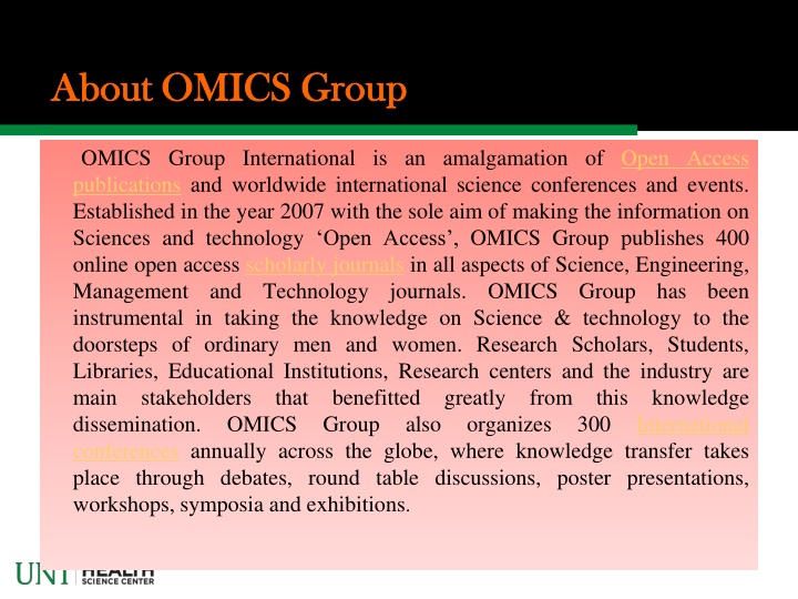OMICS Group: Empowering Science and Technology Worldwide