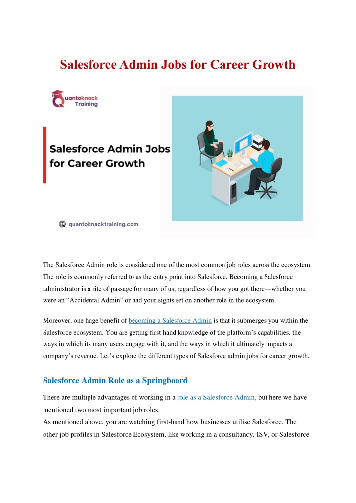 salesforce admin jobs for career growth n.w