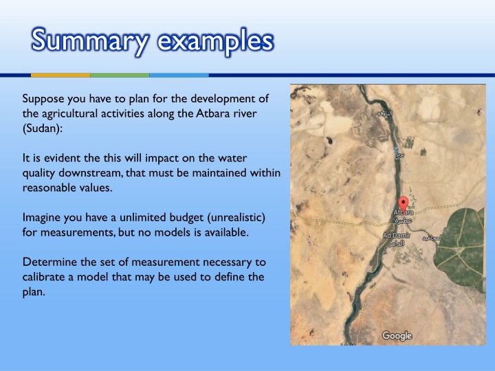 Planning Agricultural Activities Along Atbara River in Sudan