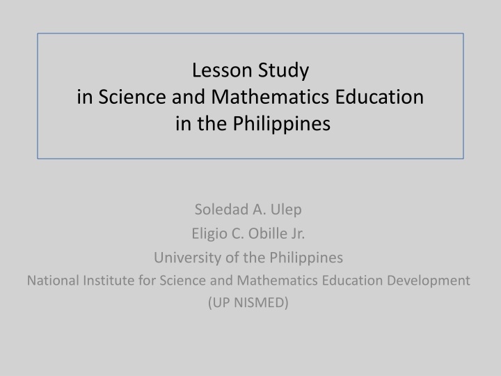 Lesson Study in Science and Mathematics Education in the Philippines