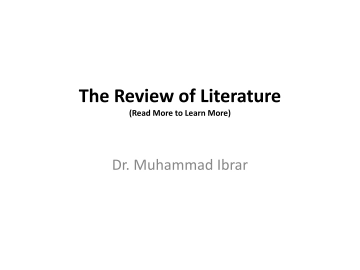 Types and Purpose of Literature Reviews in Research
