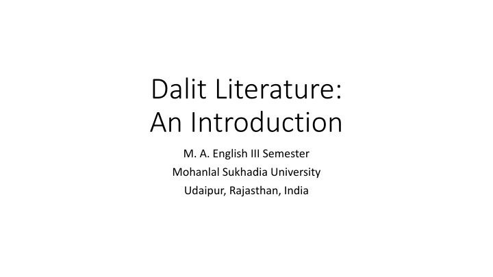 Dalit Literature: A Comprehensive Overview