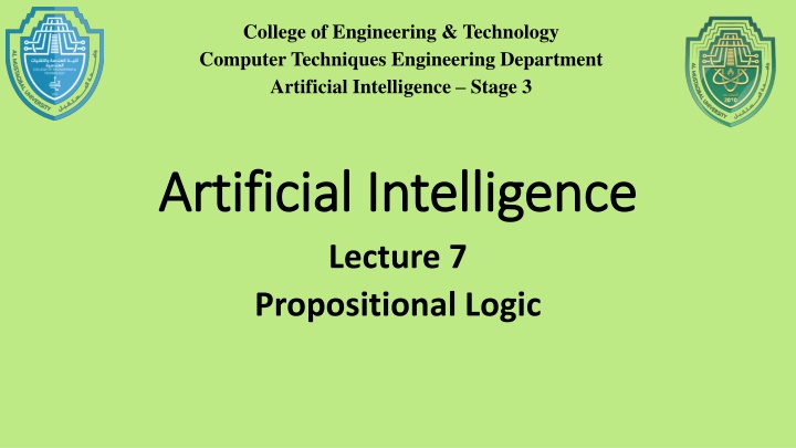 Propositional Logic in Artificial Intelligence