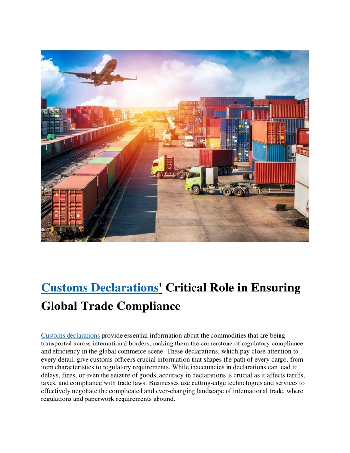 customs declarations critical role in ensuring n.w