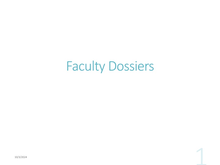 Faculty Dossiers and Appointments Procedures