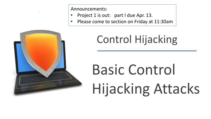 Control Hijacking Attacks in Computer Systems