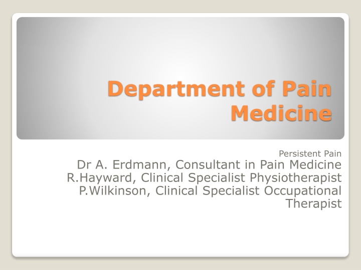 Persistent Pain: Challenges, Strategies, and Interventions