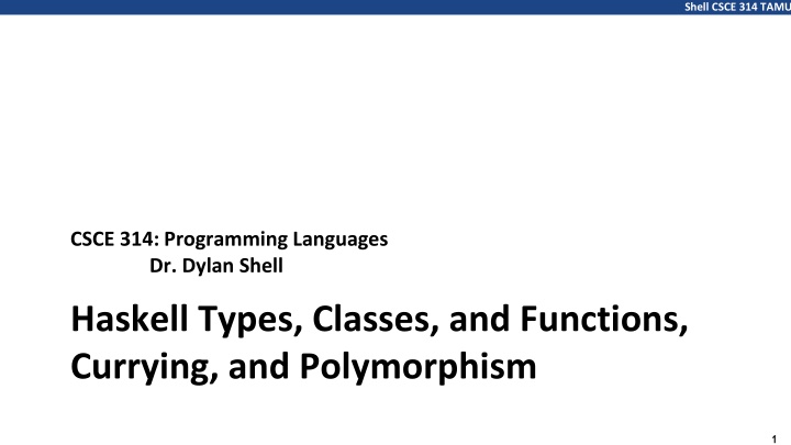 Haskell Types, Classes, Functions, and Polymorphism