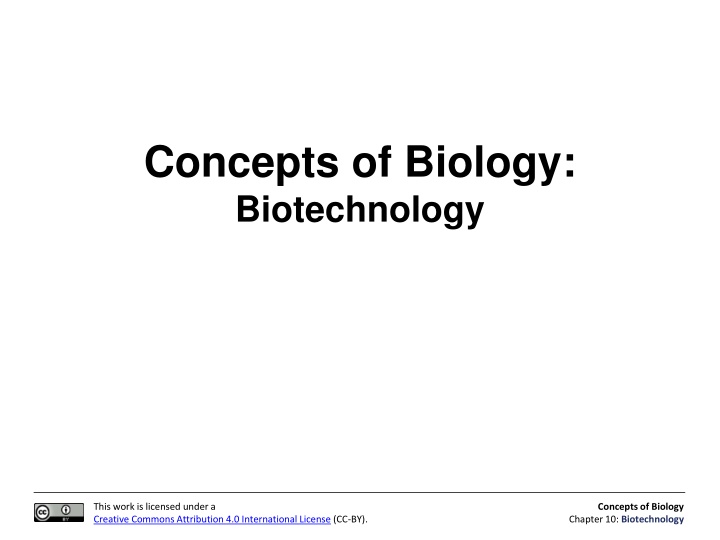 Biotechnology: Concepts and Techniques