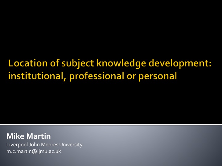 Subject Knowledge Development in Education
