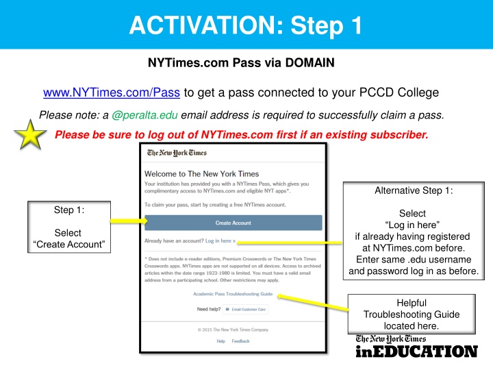 Guide to Activating and Accessing NYTimes.com Pass for PCCD College Students