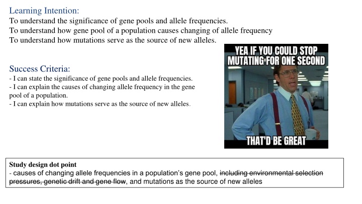 Gene Pools, Allele Frequencies, and Mutations in Population Genetics