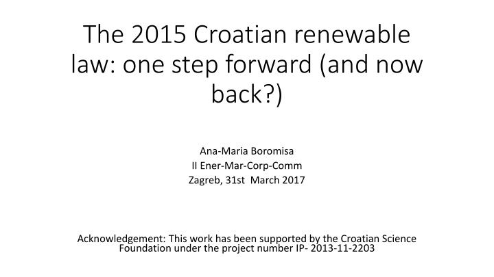 Development of Renewable Energy Policy in Croatia: A Comprehensive Overview