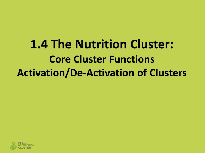 Nutrition Cluster Core Functions and Activation Strategies