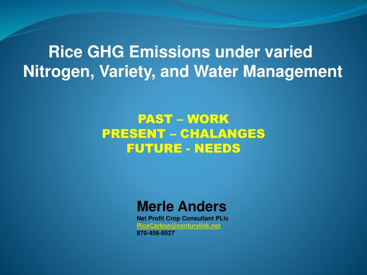 Rice GHG Emissions under Varied Nitrogen, Variety, and Water Management Study in Arkansas