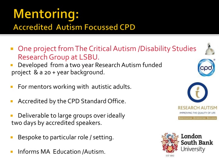 Autism & Disability: Mentor Training and Executive Functioning
