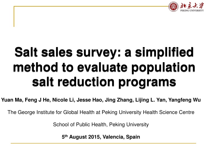 Evaluating Salt Reduction Programs Through Sales Surveys