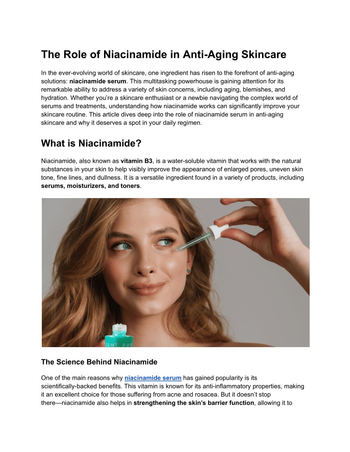 the role of niacinamide in anti aging skincare n.w