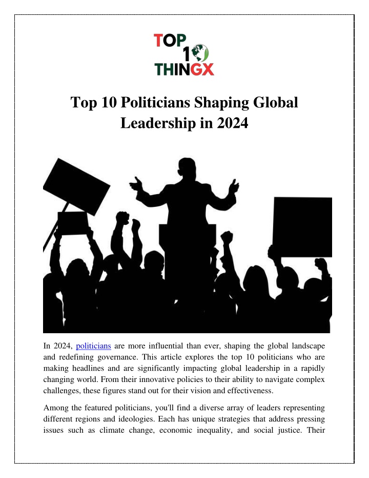top 10 politicians shaping global leadership n.w