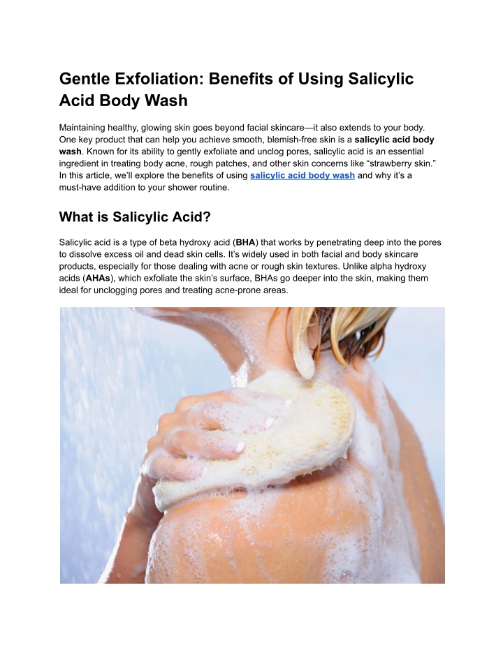 gentle exfoliation benefits of using salicylic n.w